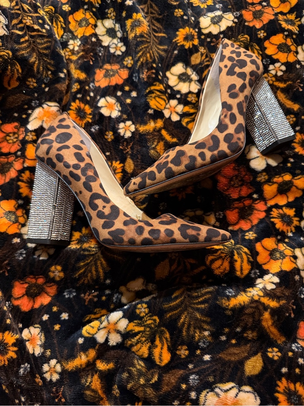 Jessica Simpson Leopard Pumps with Crystal Heel